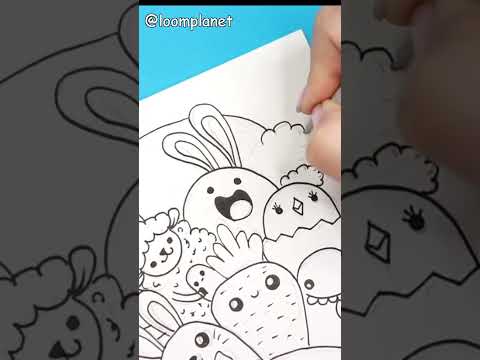 Пасхальный рисунок в стиле Дудлинг 🙃 #shorts Kawaii Easter doodle drawing