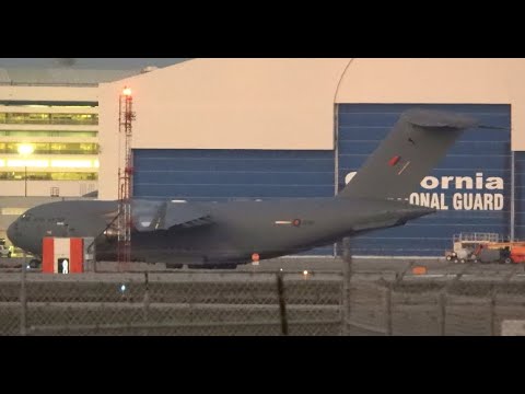 RARE Royal Air Force (RAF) Boeing C-17A Globemaster III ZZ176 landing at Moffett Field! (RRR6696)