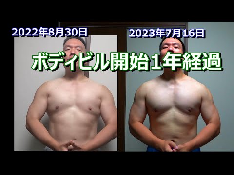 【目指せボディビルダー】筋トレ開始1年の身体の比較　2023年7月16日（日）