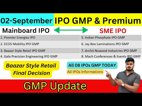 All IPO 08 GMP Today | Premier Energies IPO | ECOS Mobility IPO | Indian Phosphate IPO