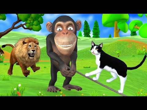 चतुर बंदर और बिल्ली भूख बाघ की दोस्ती Hindi Kahaniya Animated Stories - Panchatantra Moral Stories