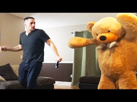 Giant Teddy Bear Prank On Husband