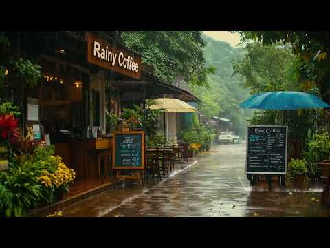 Rainy Café Ambience ☕️ Cozy Rainfall for a Perfect Study, Work, or Relaxation Session 🍃 Rainy Day 🌧️