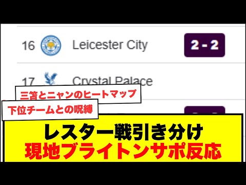 【レスター戦引き分け】ブライトン、下位4チームに全〇〇〇〇、現地サポの反応