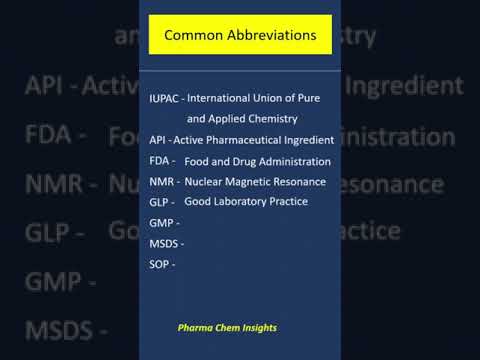 Common Abbreviation of chemistry and pharma /Fullform/ IUPAC/ API/ FDA/ GMP/ GLP #chemistry