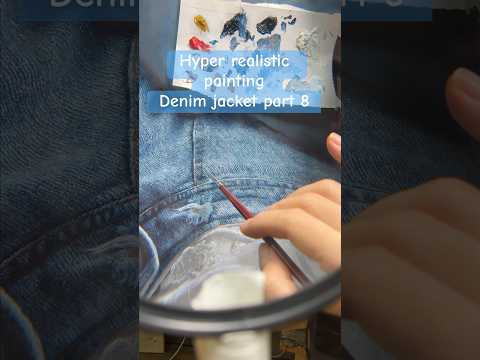 Hyper realistic painting denim jacket, this part was painted over a month, using the smallest brush