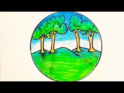 How to draw easy   scenary  step by step | scenery drawing for beginners|  ছবি আকাঁর সহজ উপায়