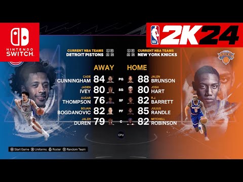 NBA 2k24 Nintendo Switch - Detroit Pistons Vs New York Knicks Full Gameplay