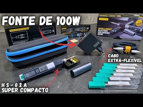 FNIRSI HS-02A - Ferro de Solda Portátil de 100w: Controle de Temperatura e Alta Performance