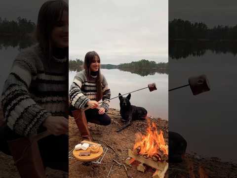 Campfire s’mores in the Swedish wilderness