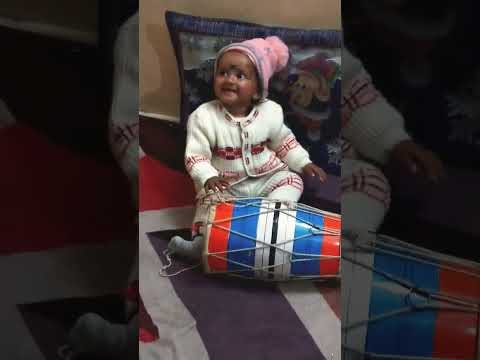 A little baby playing dhol       |Myla world| #baby #viral #dhol #shortsvideo #shorts