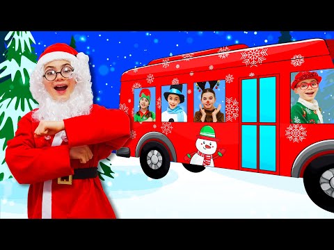 Wheels On The Bus Goes Round and Round | Kids Christmas Songs