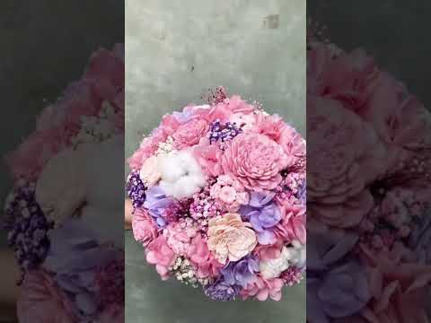 馬卡龍色系新娘捧花-永生花捧花