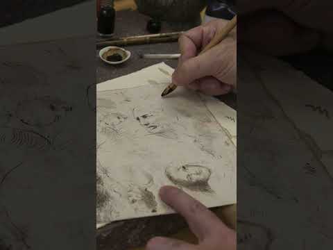 What tools did Rembrandt use to create his ink drawings?