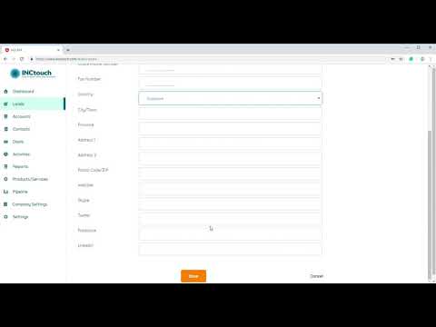 Inctouch CRM Add a Lead
