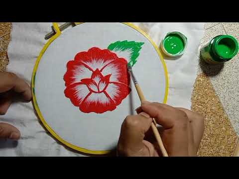 fabric painting on clothes ll fabric paint ll fabric painting flower design for beginners