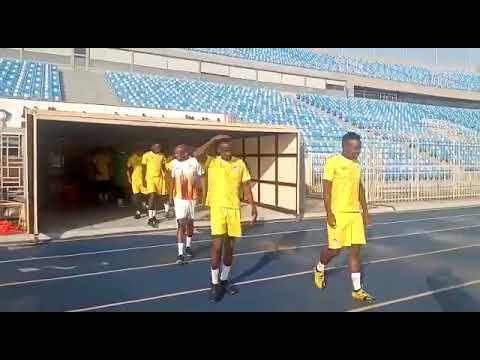 Uganda Cranes first training in Saudi Arabia at Prince Fais al Bin Abdulaziz Stadium.