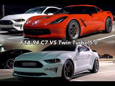 ProCharged C7 VS  Twin Turbo S550!! (Sneaky TT Lambo Joins in)