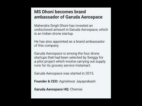 #msdhoni #brandambassador garuda aerospace #gkfacts #currentaffairs #shortvedio