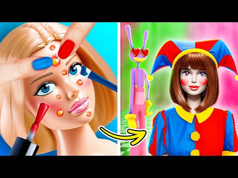 Broke Barbie Become Pomni! The Amazing Digital Circus Doll Makeover hacks and crafts