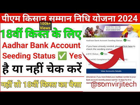 Pm kisan aadhaar bank account seeding status problem | pm kisan 18th installment date