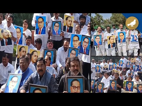 Telangana Congress protest against Amit Shah at Ambedkar Statue in Assembly