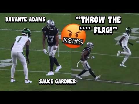 Davante Adams Vs Sauce Gardner GOT HEATED! 🤬 (WR vs CB) Jets vs Raiders 2023 highlights