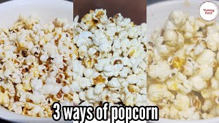 3Ways of popcorn in pan | Caramel popcorn| Masala popcorn| Butter popcorn