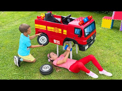 Sofia & Max Assemble a Fire truck to be Firefighters and Learn a Vehicle for kids