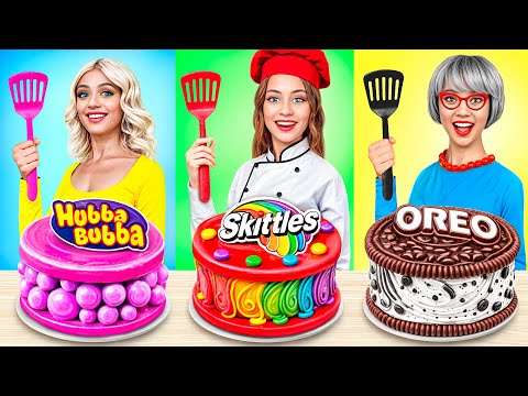 Me vs Grandma Cooking Challenge! Cake Decorating Chef Recipes by YUMMY JELLY