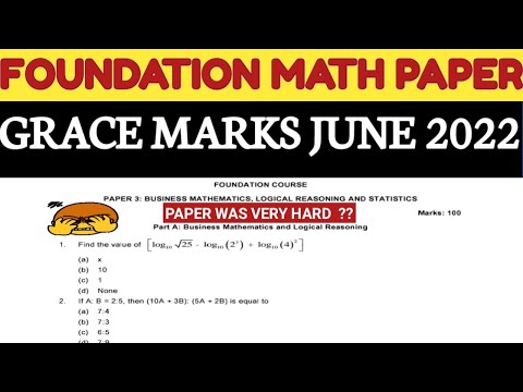 | CA Foundation Math Paper | CA Foundation Grace Marks Math Paper June 2022 Exam | ICAI 🙏 |