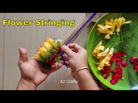 Simple and Easy way to String Flower || champa/sampige diy flower garland