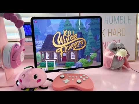 Playing Wylde Flowers a New Cozy Farming Sim on Cute iPad Pro Gaming Setup