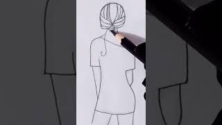 How to draw back hair style #artist #art #artwork #hairdrawingtutorial