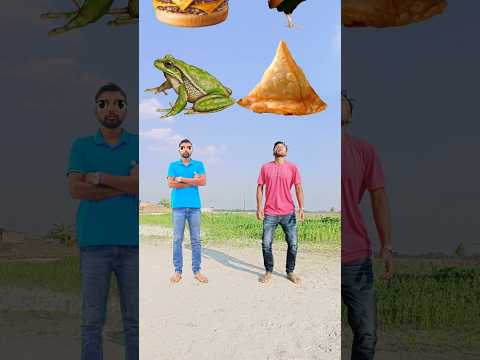 Apple, Parle g, stroberry, chowmin, samosa, burger, vs fish, pigeon, goat, cockroach, frog, Eating 😀