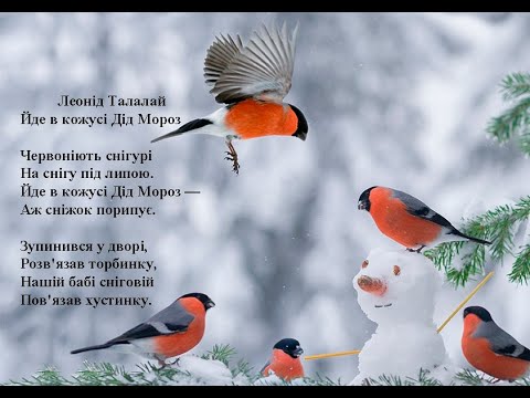 Леонід Талалай.  Йде в кожусі Дід Мороз.  Вчимо вірш он-лайн з дітьми 3-4-х років.