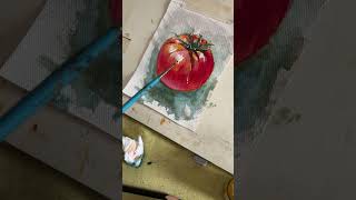 Tomato painting acrylicon canvas #art #mysketchylifee #ytshots #tomato  #howtomakerealisticportrait