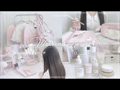 WEEKEND RESET ROUTINE~ 🎀 | productive & cozy days, studying, room makeover, haul | jorginakei