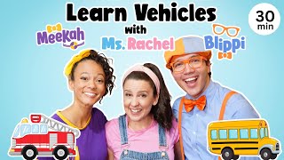 Blippi & Ms Rachel Learn Vehicles - Wheels on the Bus - Videos for Kids - Tractor, Car, Truck + More