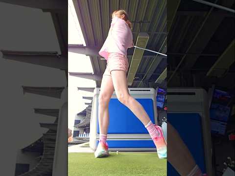 Slow Motion in Cute Shorts Girl Golf Swing! #slowmotion #slomo cant keep my arms straight, im 2 gay