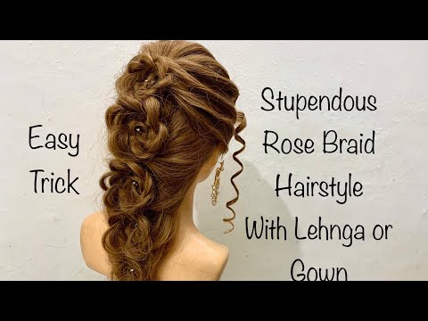 Rose Braid hairstyle with lehnga or gown | hair style girl | Wedding Hairstyles