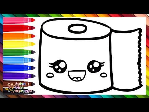 Draw and Color a Cute Toilet Paper 🚽🧻🌈 Drawings for Kids