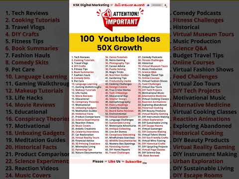 The Ultimate Guide to 100 Youtube Ideas #digitalmarketing #aitools #googleads #shorts