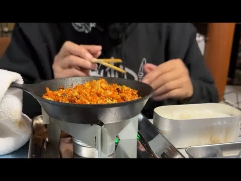 人参しりしりをキャンプギアで作る／すき焼きのタレ味／今日のランチ／ライブ配信／たくさん見てくれてありがとう❗️