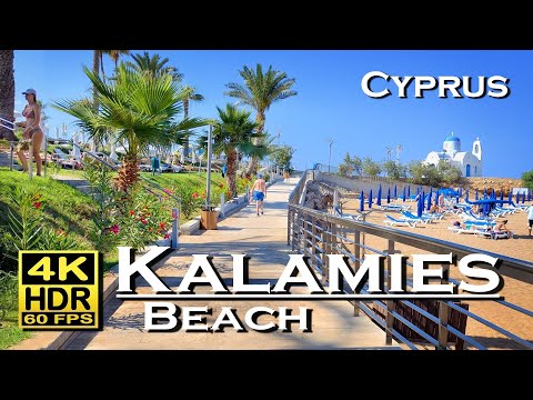 Kalamies Beach Protaras , Cyprus in 4K 60fps HDR (UHD) Dolby Atmos 💖 The best Places 👀 Walking Tour