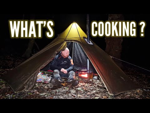 Hot tent camping using my "WHISLUX G1 TITANIUM WOOD BURNING STOVE.