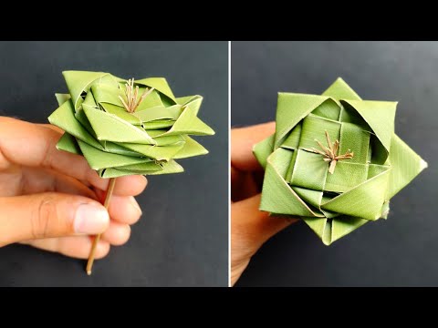 How to make coconut leaf rose | Coconut leaf flower | Palm leaf craft | Leaf craft