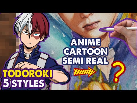 Drawing TODOROKI SHOTO in 5 Different Styles | Huta Chan