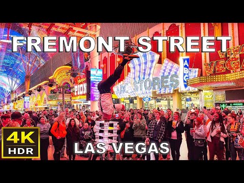 [4K HDR] Fremont Street Las Vegas Walking Tour | March 2024