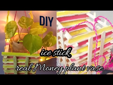 DIY ice stick flower vase/flower vase using ice sticks/ice stick craft/#shortsicestickflowervase